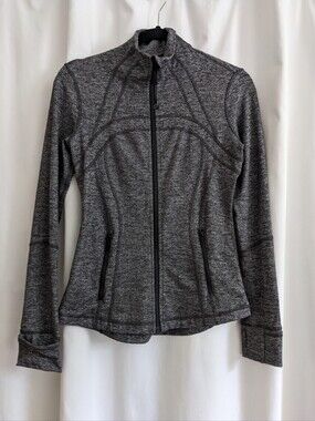 Lululemon Define Jacket Heathered Black Size 6 Luon Full Zip Yoga Gym Running